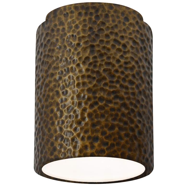 Image 1 Radiance 6.5" Ceramic Cylinder Brass LED Flush-Mount