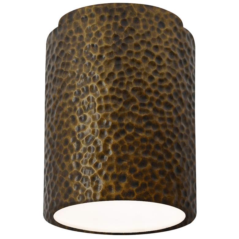 Image 1 Radiance 6.5 inch Ceramic Cylinder Brass LED Outdoor Flush-Mount