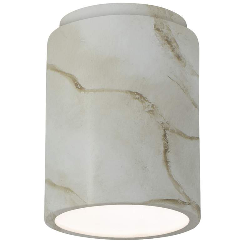 Image 1 Radiance 6.5 inch Ceramic Cylinder Carrara Marble Flush-Mount