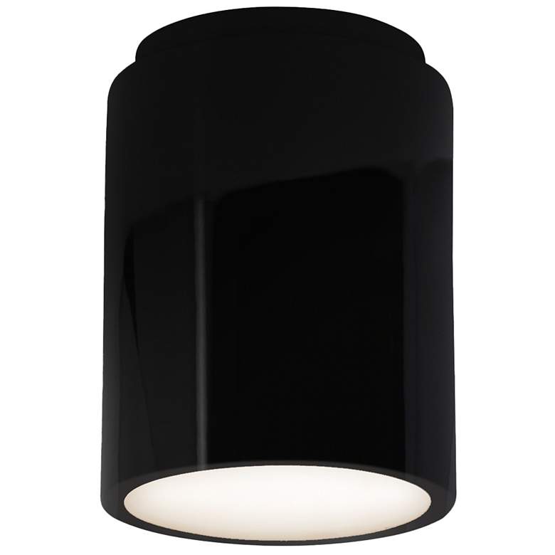 Image 1 Radiance 6.5" Ceramic Cylinder Gloss Black Flush-Mount