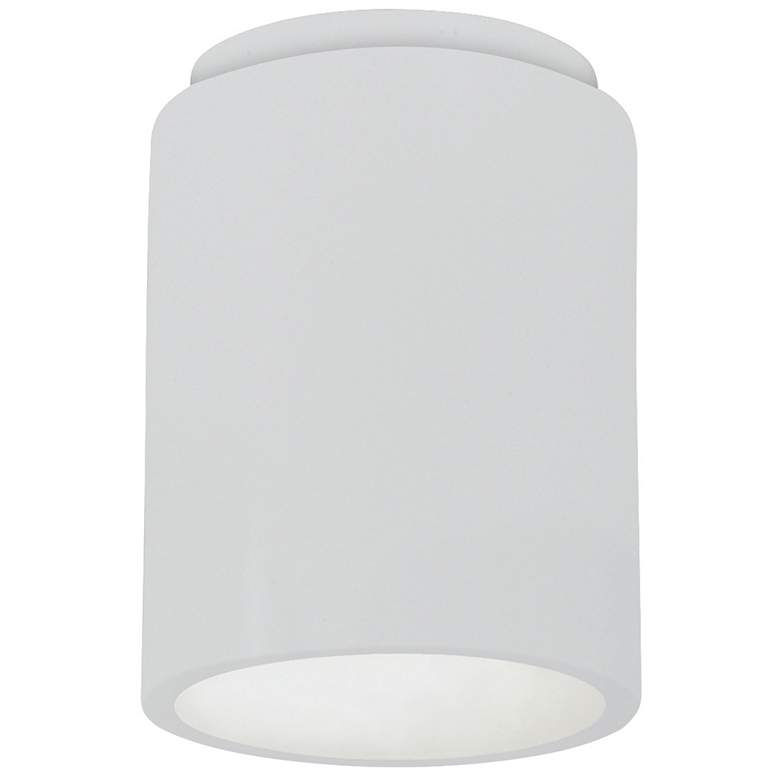 Image 1 Radiance 6.5" Ceramic Cylinder Gloss White Outdoor Flush-Mount
