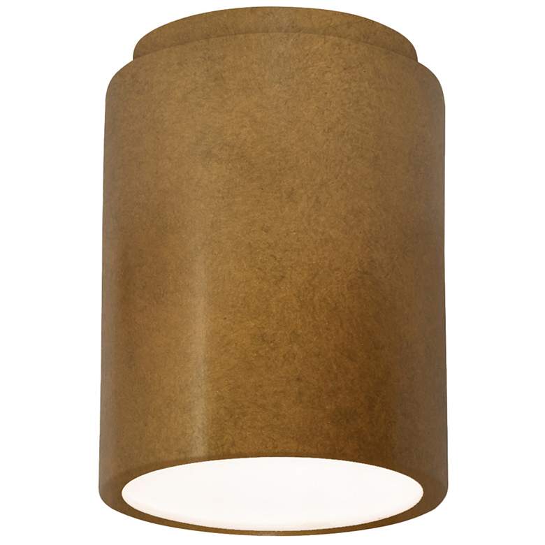 Image 1 Radiance 6.5" Ceramic Cylinder Gold Outdoor Flush-Mount