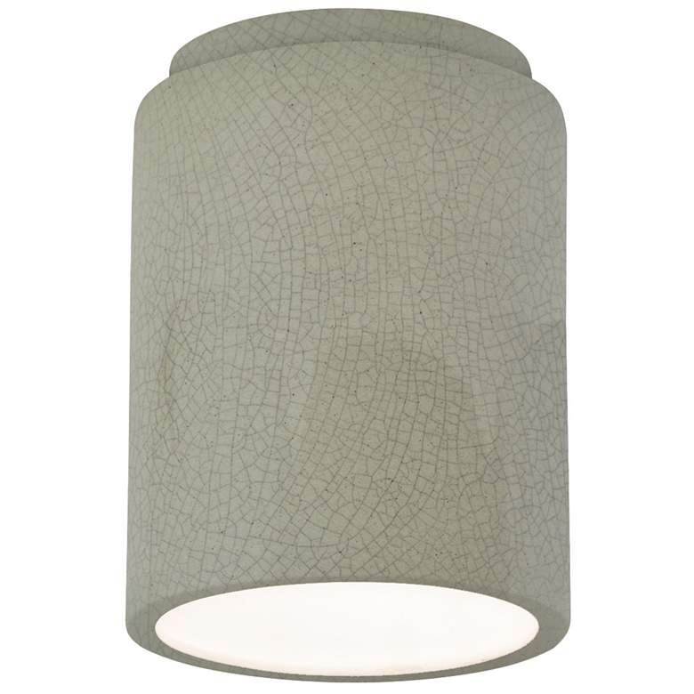 Image 1 Radiance 6.5" Ceramic Cylinder Green LED Flush-Mount