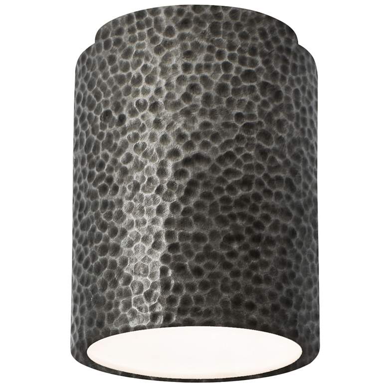 Image 1 Radiance 6.5" Ceramic Cylinder Pewter Flush-Mount