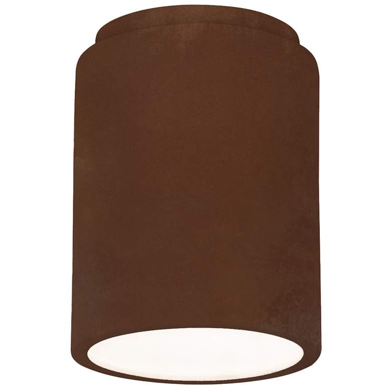 Image 1 Radiance 6.5" Ceramic Cylinder Real Rust LED Flush-Mount