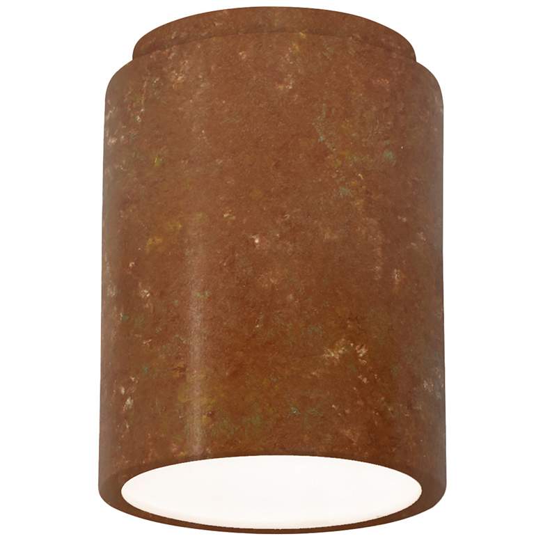 Image 1 Radiance 6.5" Ceramic Cylinder Rust Patina LED Flush-Mount