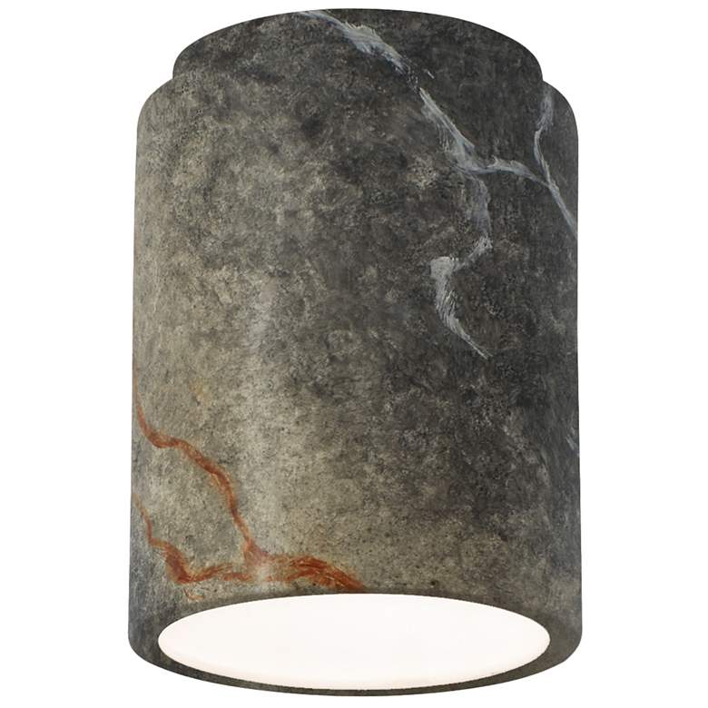Image 1 Radiance 6.5 inch Ceramic Cylinder Slate Marble Flush-Mount