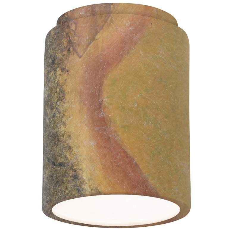 Image 1 Radiance 6.5" Ceramic Cylinder Yellow Outdoor Flush-Mount
