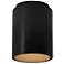Radiance 6.5" Wide Carbon Matte Black and Gold Cylinder Outdoor Flush.