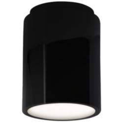 Radiance 6.5&quot; Wide Gloss Black and Matte White Cylinder Outdoor Flush.