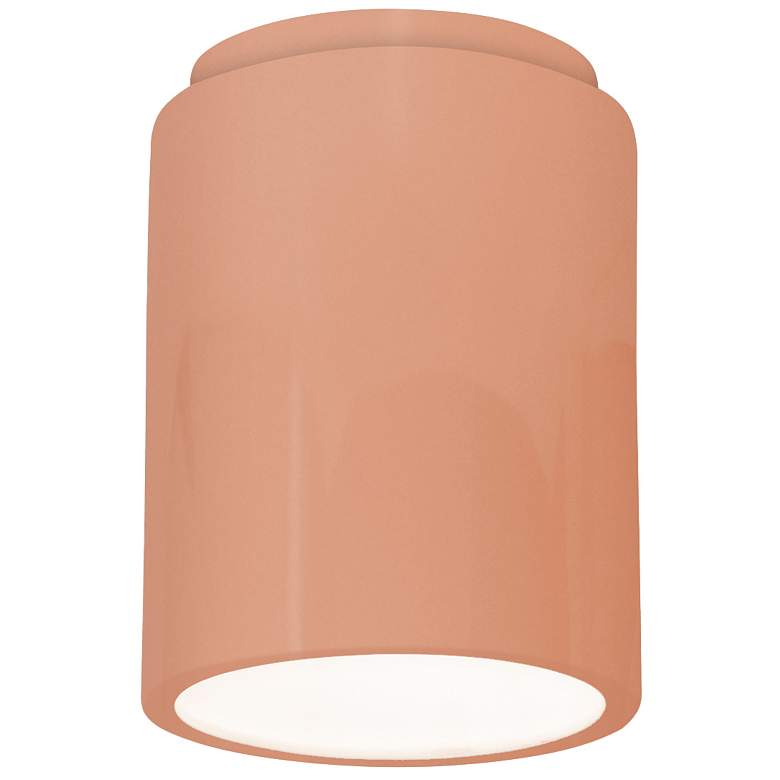 Image 1 Radiance 6.5" Wide Gloss Blush Cylinder Outdoor LED Flush.Mount