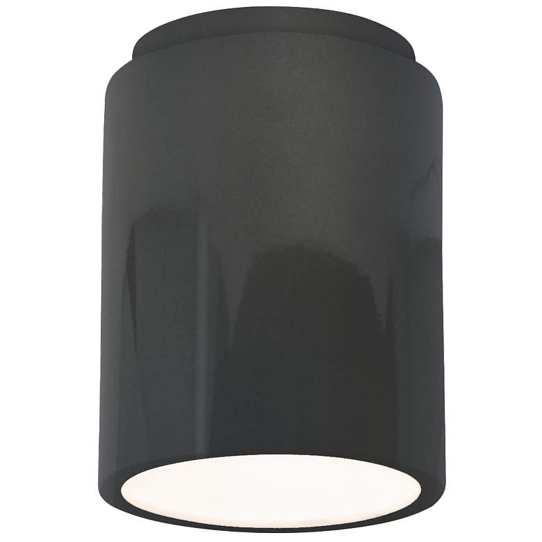 Image 1 Radiance 6.5 inch Wide Gloss Grey Cylinder Outdoor Flush.Mount