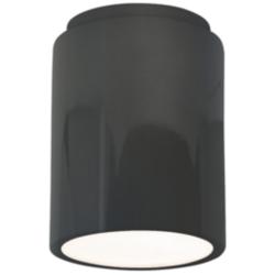Radiance 6.5&quot; Wide Gloss Grey Cylinder Outdoor Flush.Mount