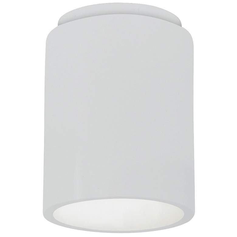 Image 1 Radiance 6.5" Wide Gloss White Cylinder Outdoor LED Flush.Mount