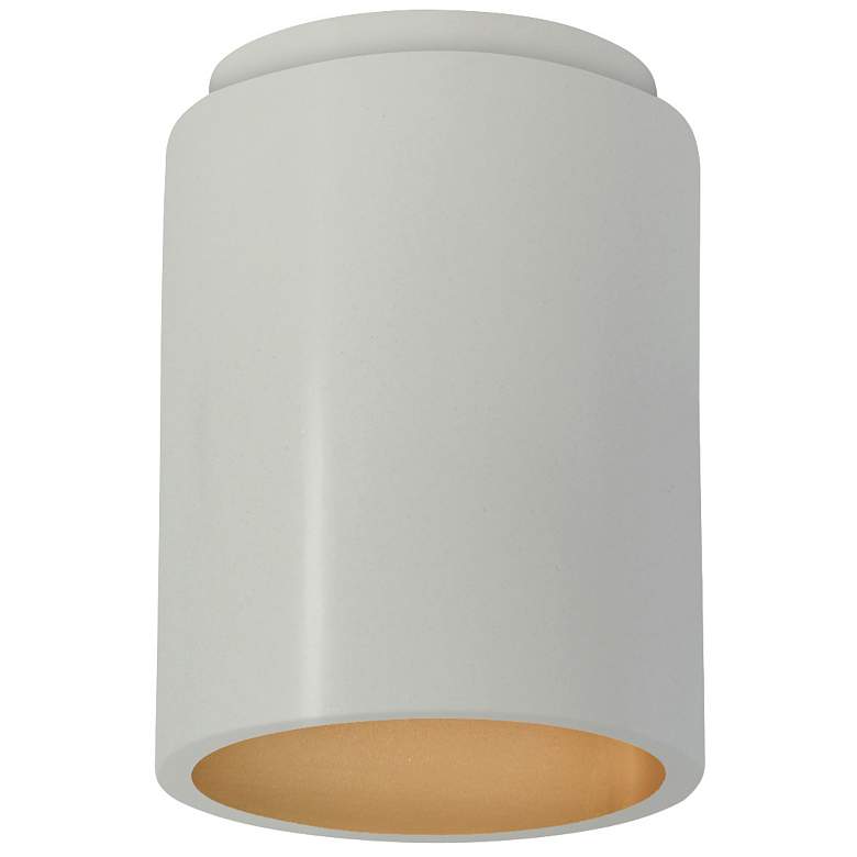 Image 1 Radiance 6.5 inch Wide Matte White and Gold Cylinder Outdoor LED Flush.Mou