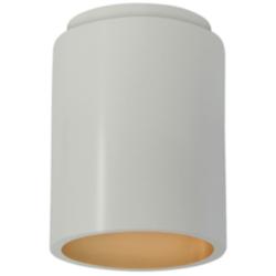 Radiance 6.5&quot; Wide Matte White and Gold Cylinder Outdoor LED Flush.Mou