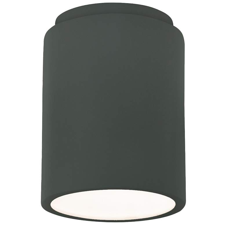 Image 1 Radiance 6.5 inch Wide Pewter Green Cylinder Outdoor Flush.Mount