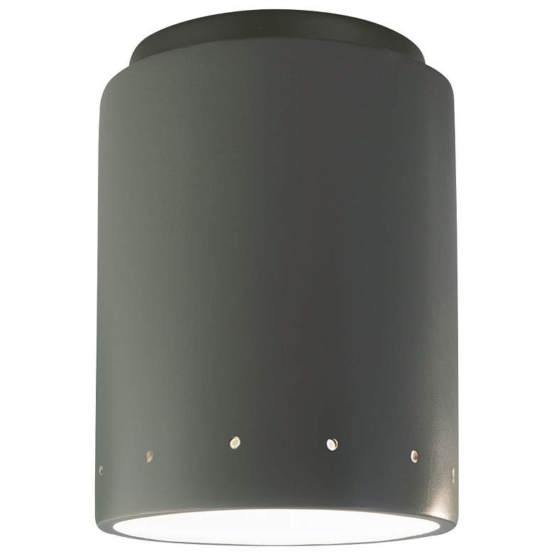 Image 1 Radiance 6.5" Wide Pewter Green Perfs Cylinder Flush.Mount