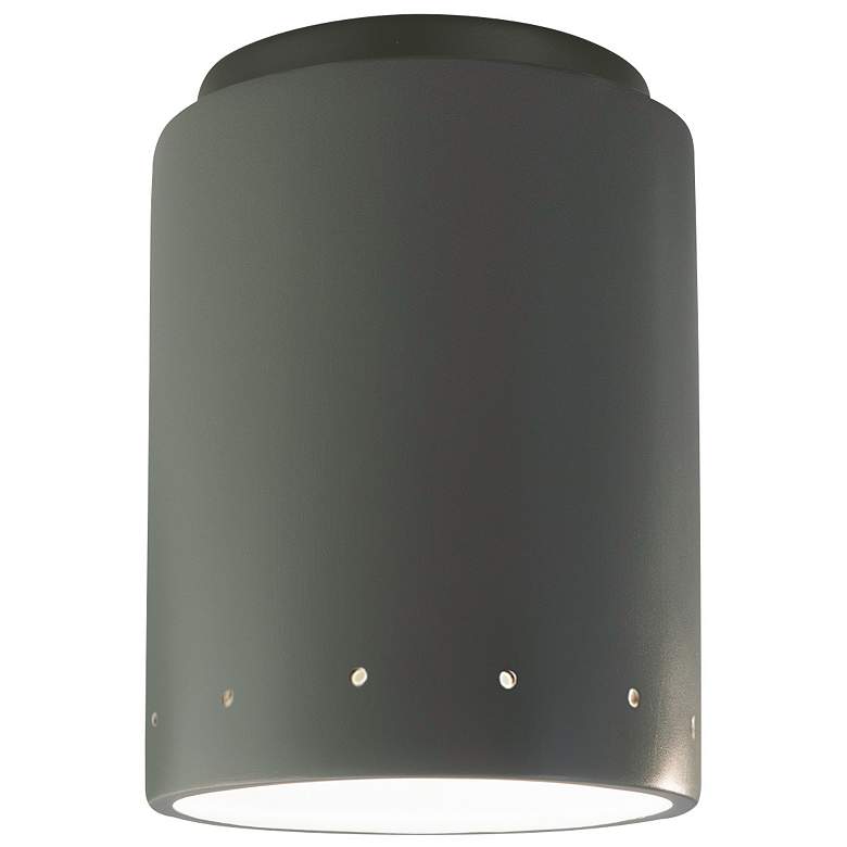 Image 1 Radiance 6.5 inch Wide Pewter Green Perfs Cylinder Flush.Mount