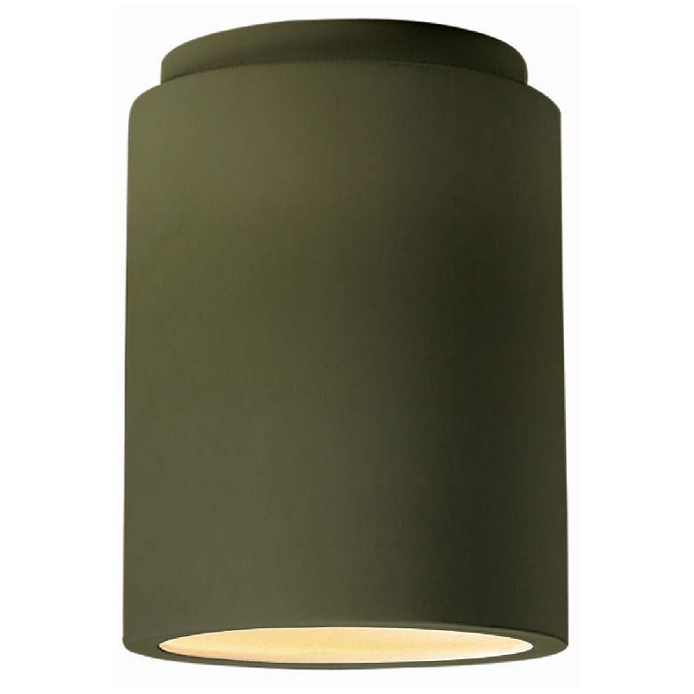 Image 1 Radiance 6.5"W Matte Green Cylinder Outdoor Flush.Mount