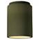 Radiance 6.5"W Matte Green Cylinder Outdoor LED Flush.Mount
