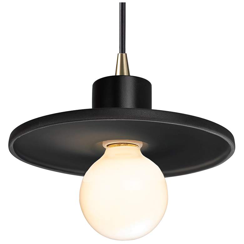 Image 1 Radiance 6.5"W Saucer Brass Black Cord Pendant w/ Carbon Matte Black S