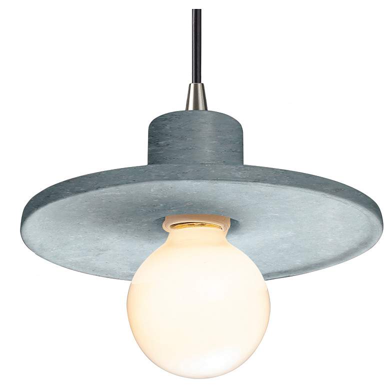 Image 1 Radiance 6.5"W Saucer Brushed Nickel Black Cord Pendant w/ Concrete Sh