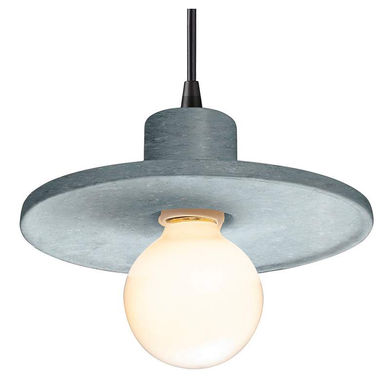 Image 1 Radiance 6.5"W Saucer Matte Black Black Cord Pendant w/ Concrete Shade
