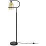 2_Radiance 60.75" High Black Metal Floor Lamp With Overhang Glass Shade