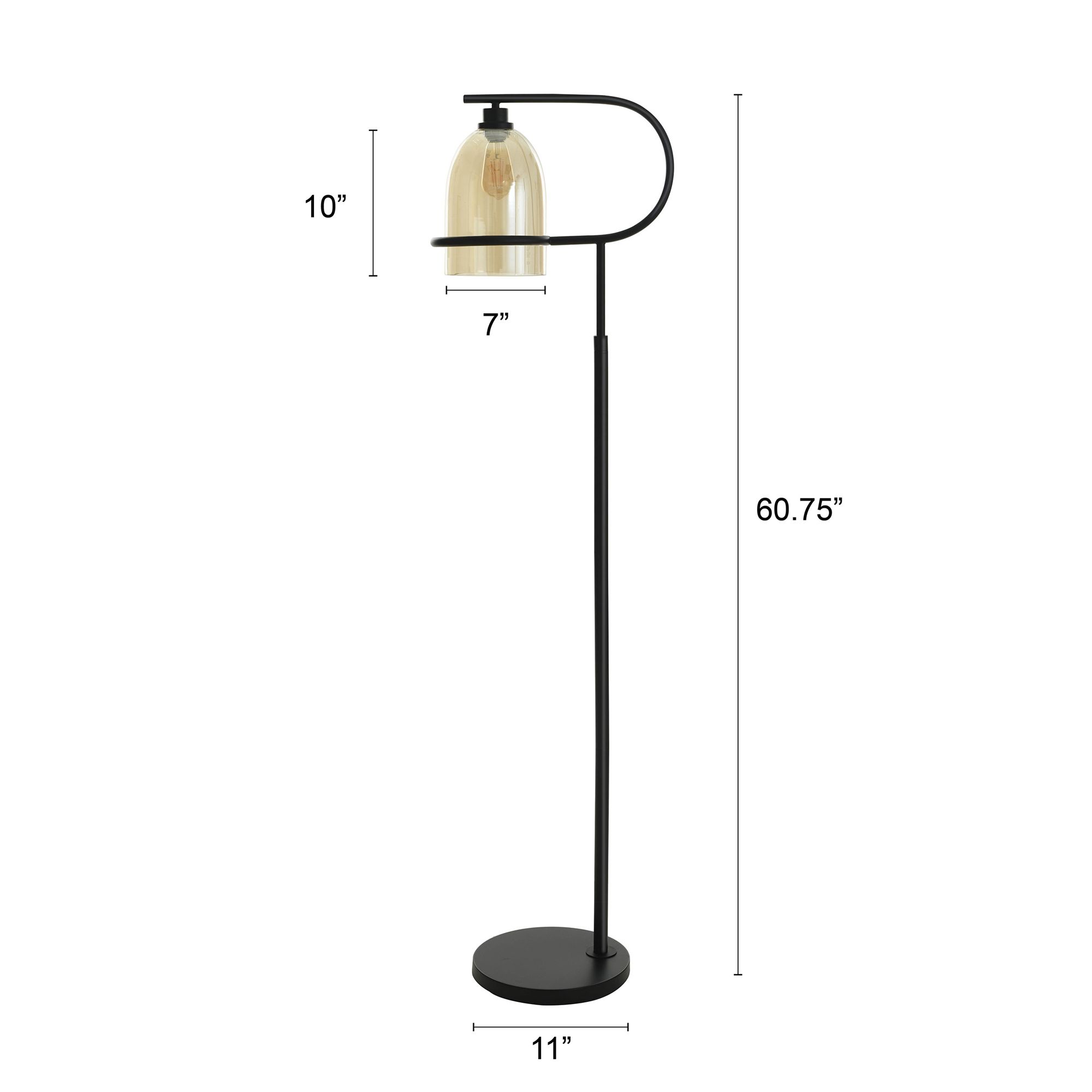 Image 7 Radiance 60.75" High Black Metal Floor Lamp With Overhang Glass Shade more views
