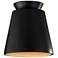 Radiance 7.5" Wide Carbon Black and Gold Trapezoid Ceramic Flush Mount