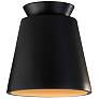 Radiance 7.5" Wide Carbon Black and Gold Trapezoid Ceramic Flush Mount