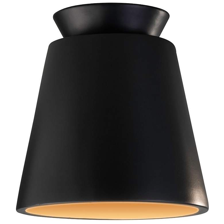 Image 1 Radiance 7.5" Wide Carbon Black and Gold Trapezoid Ceramic Flush Mount
