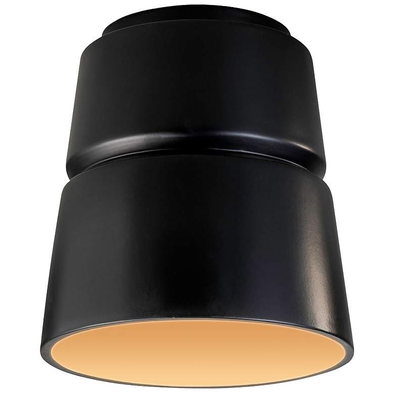 Image 1 Radiance 7.5" Wide Carbon Matte Black and Gold Cone Ceramic Flush Moun