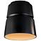 Radiance 7.5" Wide Carbon Matte Black and Gold Cone Ceramic Flush Moun