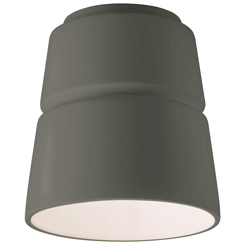 Image 1 Radiance 7.5 inch Wide Pewter Green Cone Ceramic Flush Mount