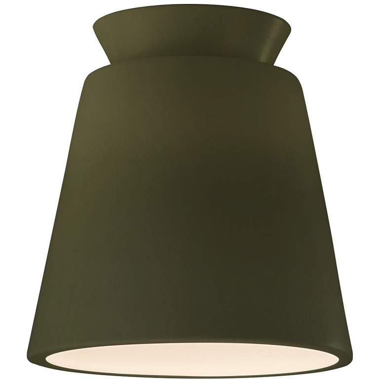 Image 1 Radiance 7.5"W Matte Green Trapezoid Outdoor Flush.Mount