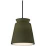 1_Radiance 7.75"W Matte Green And Black Cord Trapezoid Pendant