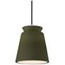 1_Radiance 7.75"W Matte Green And Nickel Black Cord Trapezoid Pendant