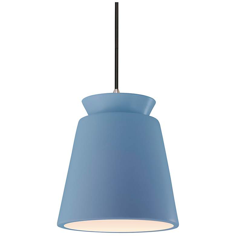 Image 1 Radiance 7.75"W Sky Blue And Nickel Black Cord Trapezoid Pendant