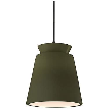 Radiance 7.75"W Matte Green And Black Cord Trapezoid Pendant