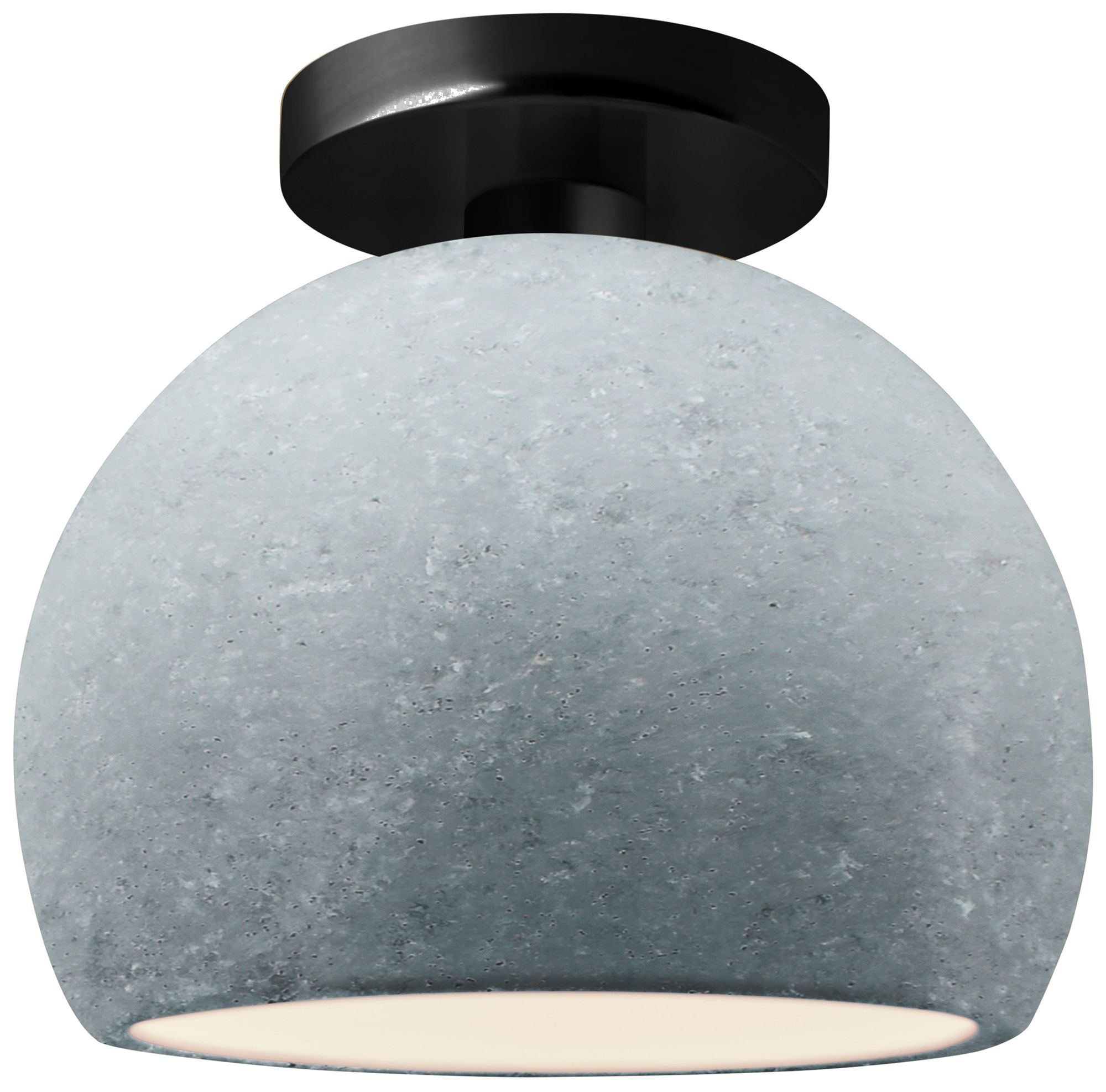 Radiance 7" Small Globe Black Metal LED Semi.Flush w/Concrete Made to