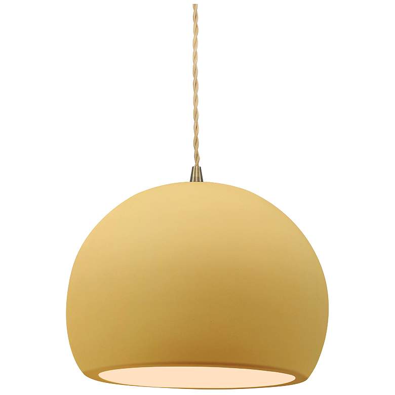 Image 1 Radiance 7" Wide Antique Brass and Muted Yellow Mini Pendant