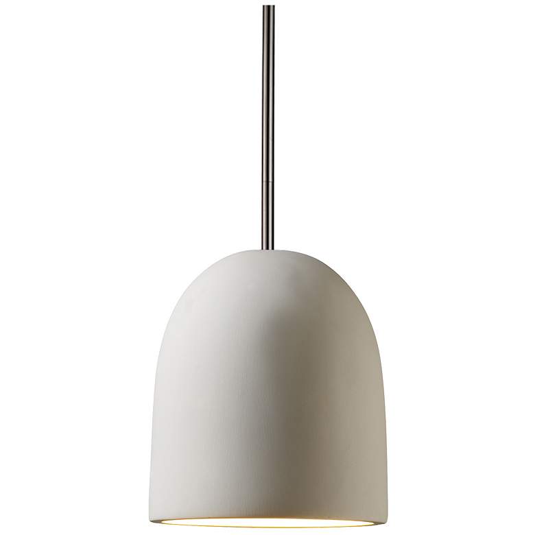 Image 1 Radiance 7 inch Wide Brushed Nickel Bisque Small Bell Stemmed Pendant
