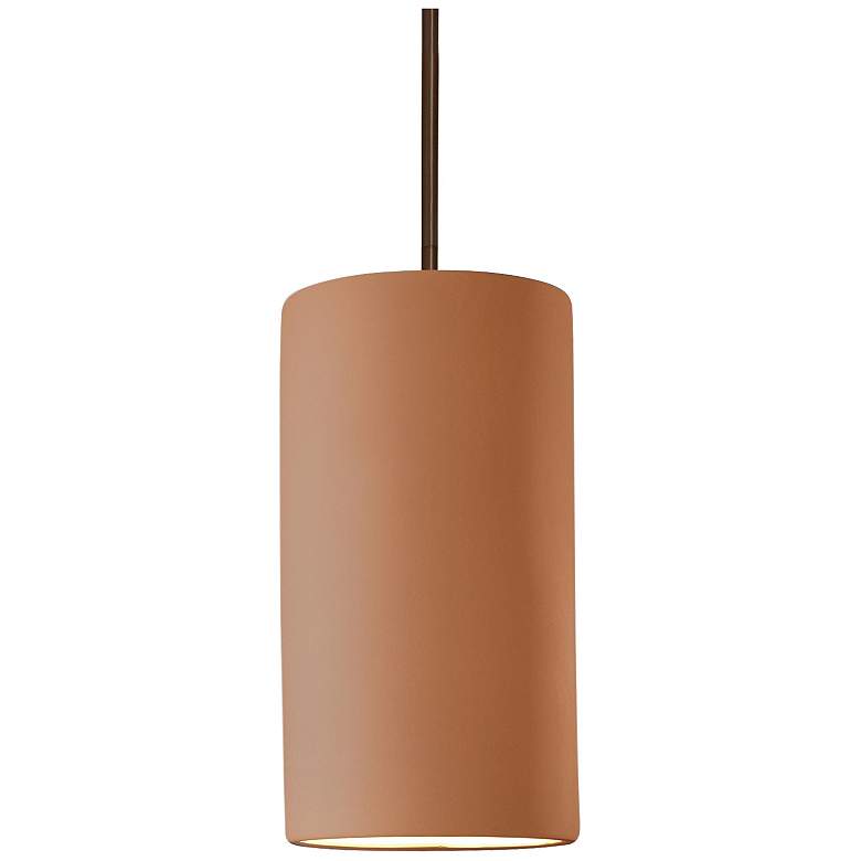 Image 1 Radiance 7"W Adobe And Dark Bronze Rigid Stem Cylinder Pendant