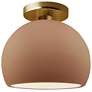 Radiance 7"W Adobe Frame Brushed Brass Metal Small Globe LED Semi.Flus