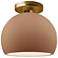 Radiance 7"W Adobe Frame Brushed Brass Metal Small Globe LED Semi.Flus