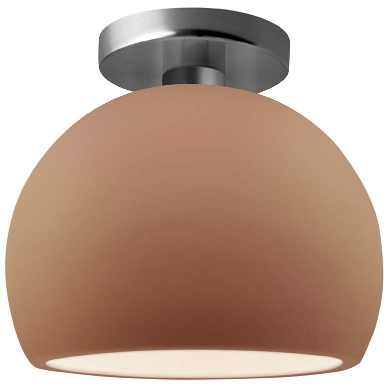 Image 1 Radiance 7"W Adobe Frame Brushed Nickel Metal Small Globe Semi.Flush