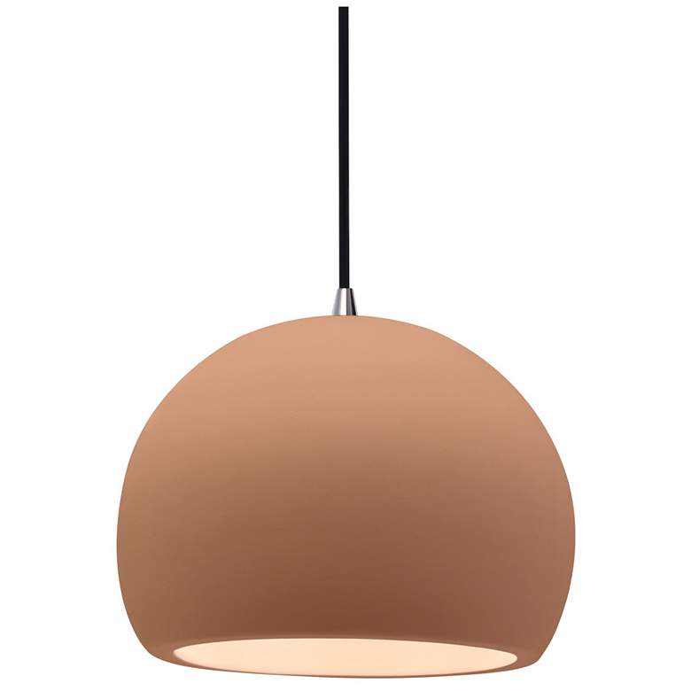 Image 1 Radiance 7"W Adobe Frame Brushed Nickel Small Globe Black Cord Pendant