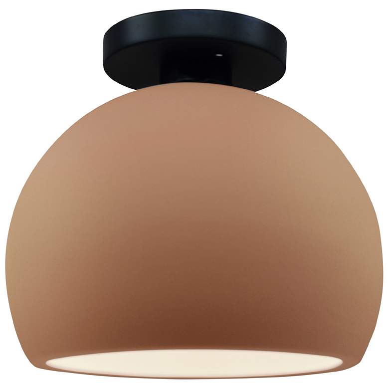 Image 1 Radiance 7"W Adobe Frame Matte Black Metal Small Globe LED Semi.Flush